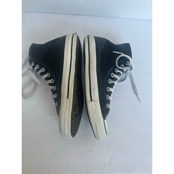 Converse Chuck Taylor All Star High Top Leather Black/White Lace Up Sneakers 8.5 - Picture 5 of 12